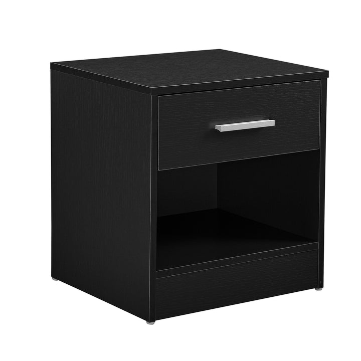[en.casa] Eleganter Nachttisch mit Schublade und Ablagefach Nachtschrank Schwarz Schubladentisch Nac