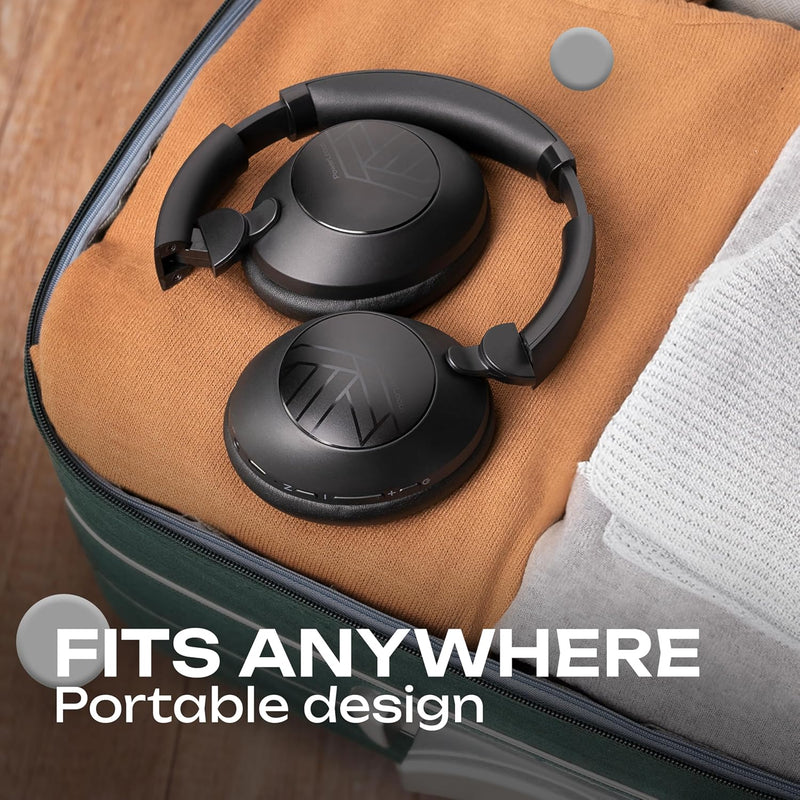 PowerLocus Bluetooth Kopfhörer Over Ear, Active Noise Cancelling Kopfhörer mit Mikrofon, 70std Spiel