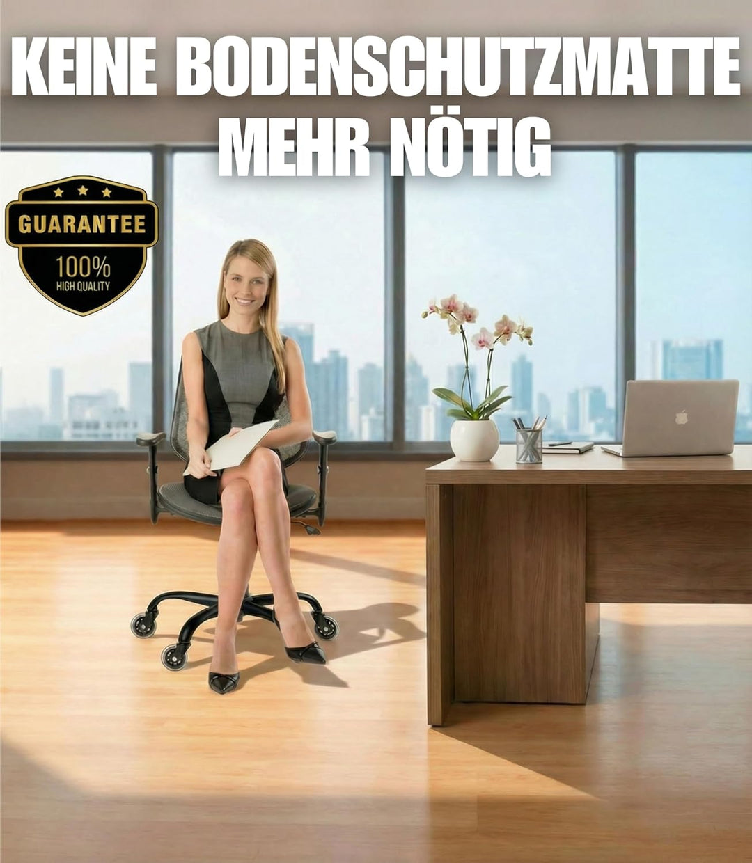 XeloTech 5er Set Hartboden-Rollen für Bürostuhl - 11mm x 22 mm - Sehr leise Bürostuhlrollen - Nie Wi