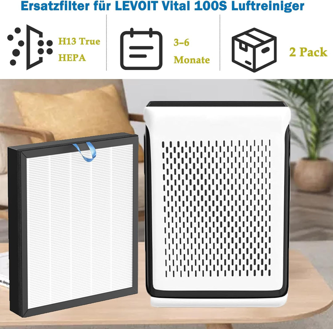 Vital 100S Ersatzfilter für LEVOIT Vital 100S HEPA Luftreiniger, 3-in-1 H13 Ersatz HEPA Filter Hoche