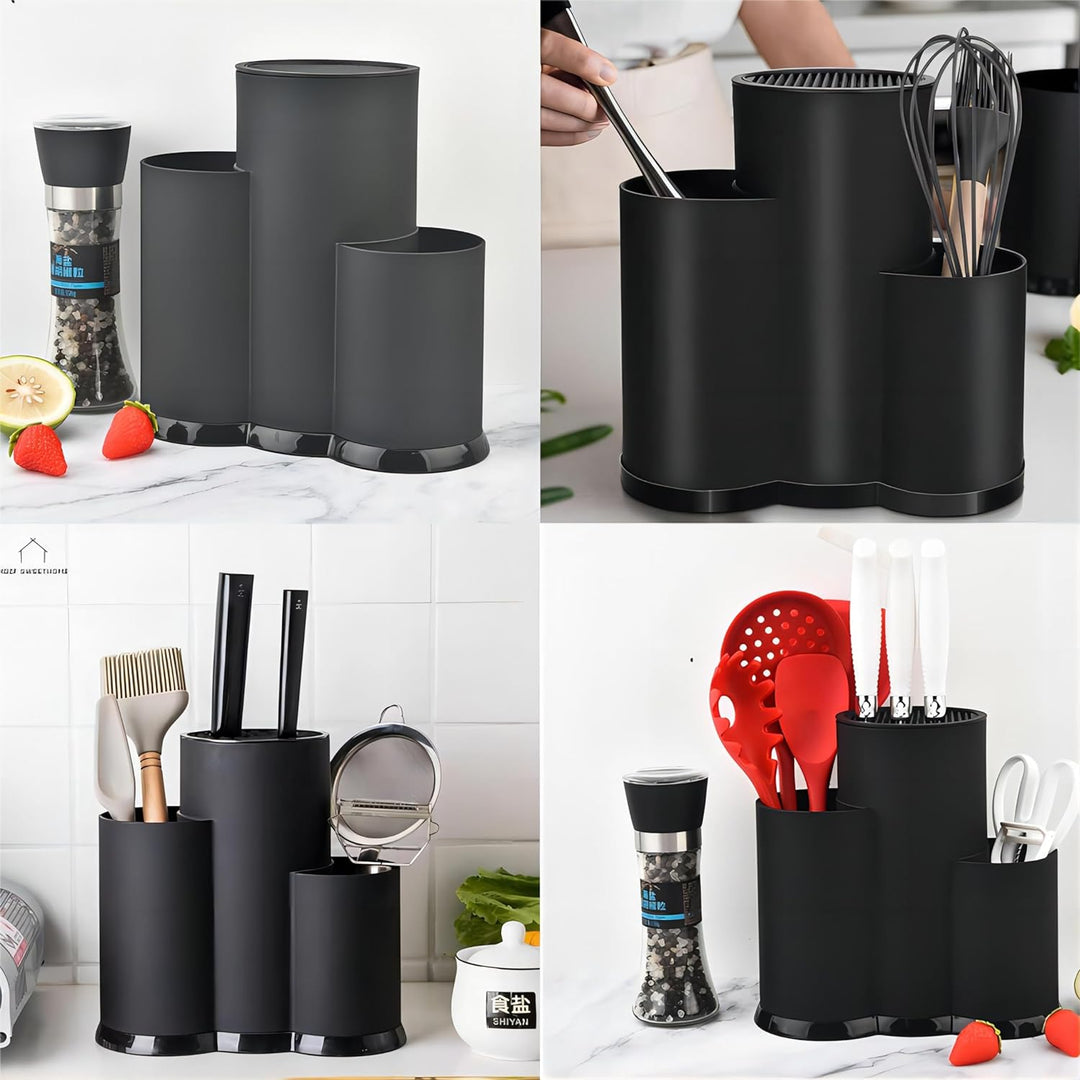 3 in 1 Universal Unbestückte Messerblock, Multifunktional Runder Messerblockhalter Aufbewahrung Stän