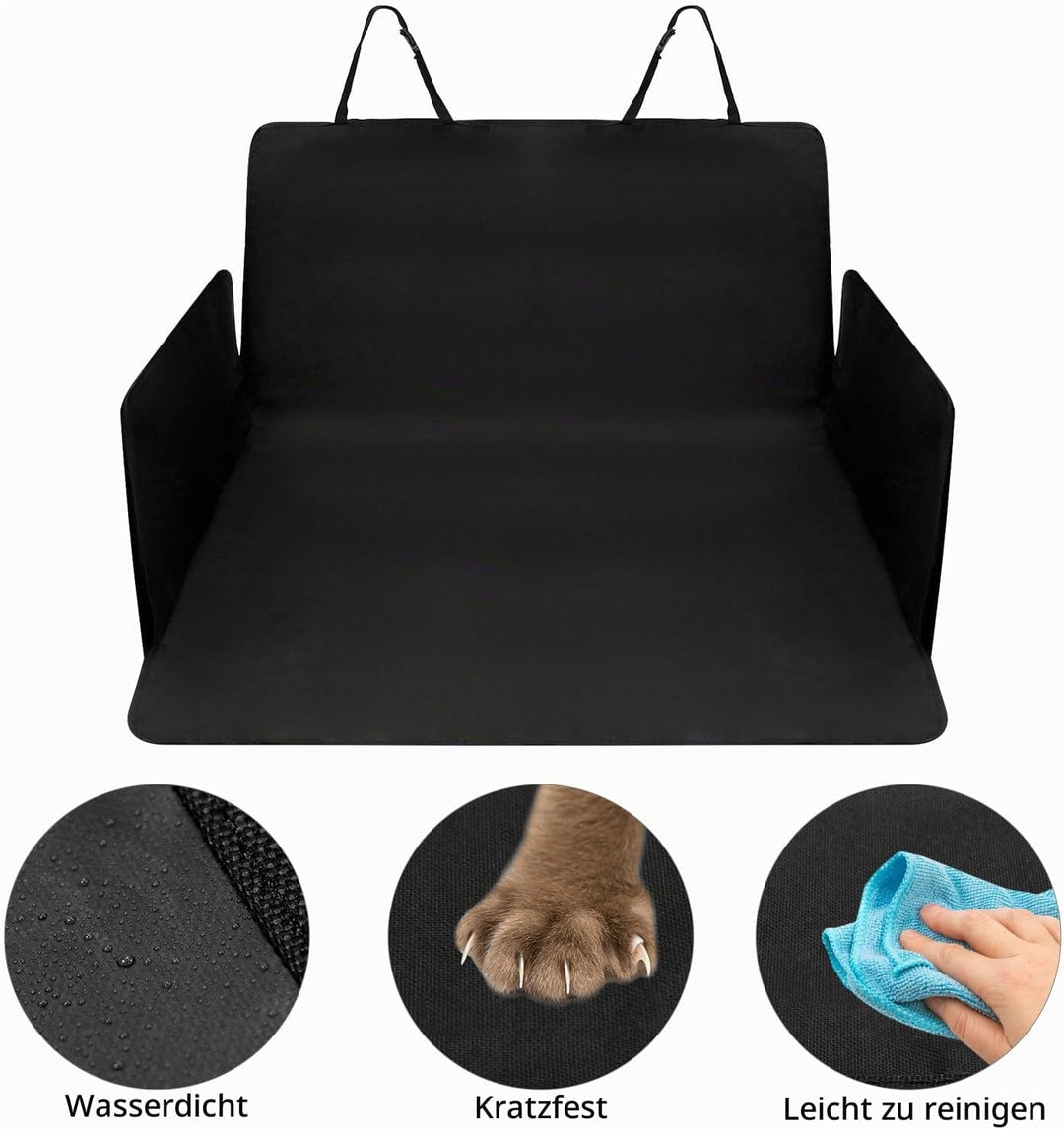 QWORK® Kofferraum Schutzmatte, 600D Oxford Wasserdicht &amp; Reissfest Kofferraumschutz mit Seiten- und