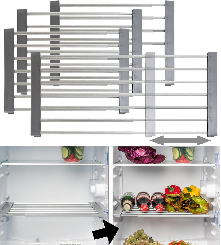 Rosenstein & Söhne Kühlschrank-Gitterböden: 4er-Set Univ.-Einlegeboden,f. Kühlschrank/Regale,auszieh