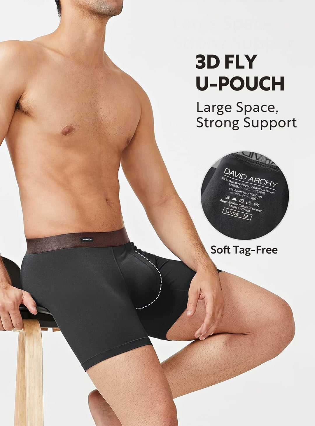 DAVID ARCHY 3/4er Pack Boxershorts, Weich, Hautfreundlich und Luftdurchlässig, Unterwäsche mit Beute