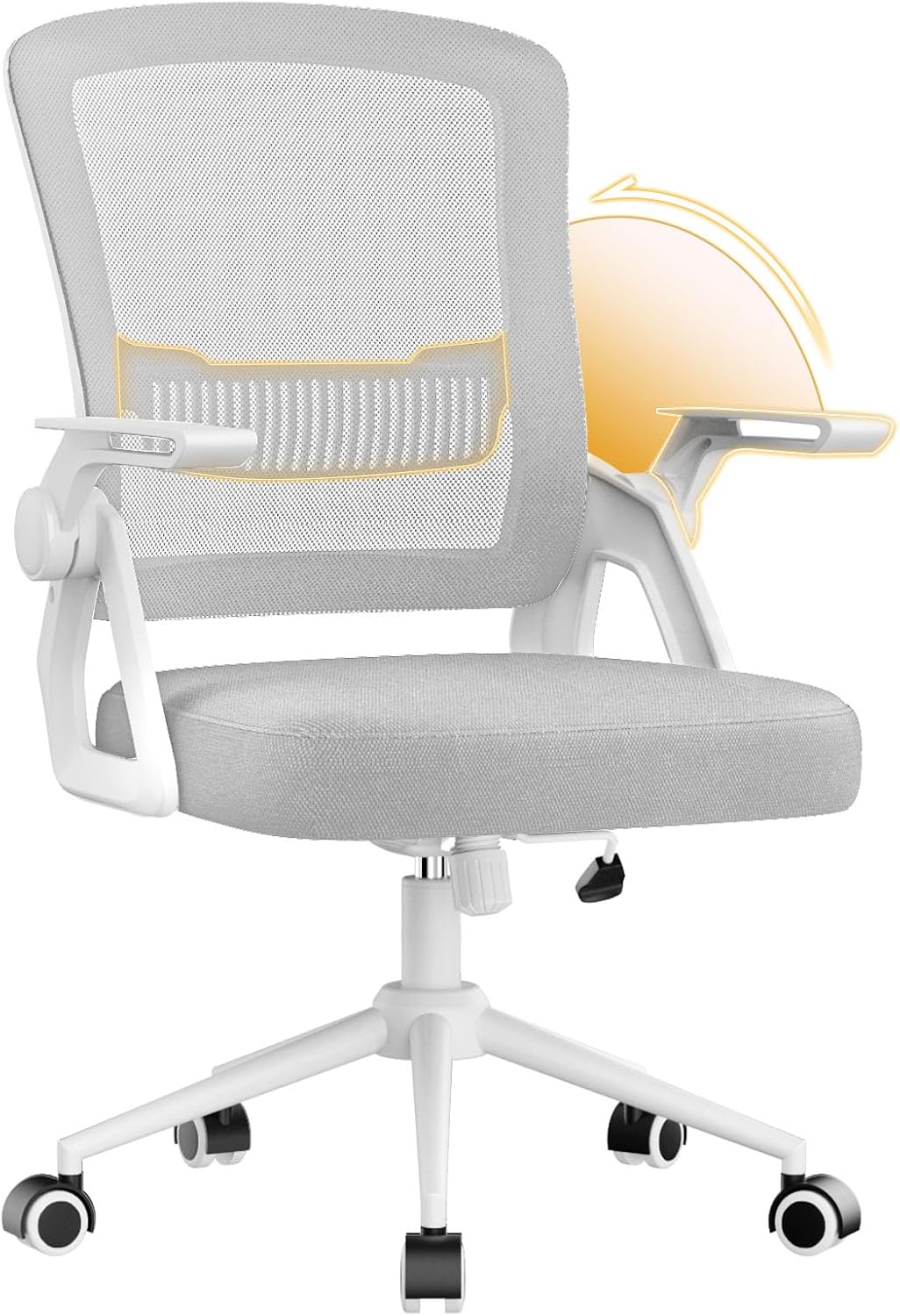 naspaluro Bürostuhl mit Hochklappbare Armlehnen, Schreibtischstuhl Ergonomisch, Drehstuhl mit Netzbe