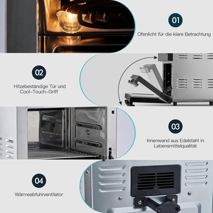 CUSIMAX Heissluftfritteuse 14,5 Liter 8 in 1 Airfryer Oven für Fritteuse Dehydrieren Rotisserie Back