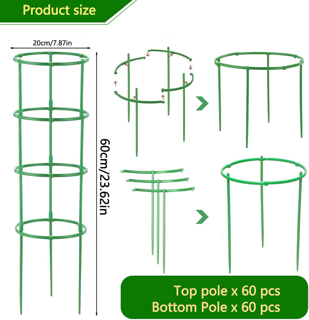 Tomaten Rankhilfe 20er Set, 1 Ringe D x H: 20 x 16 cm Gurken Rankhilfe Mit Verstellbarer Höhe, Pflan