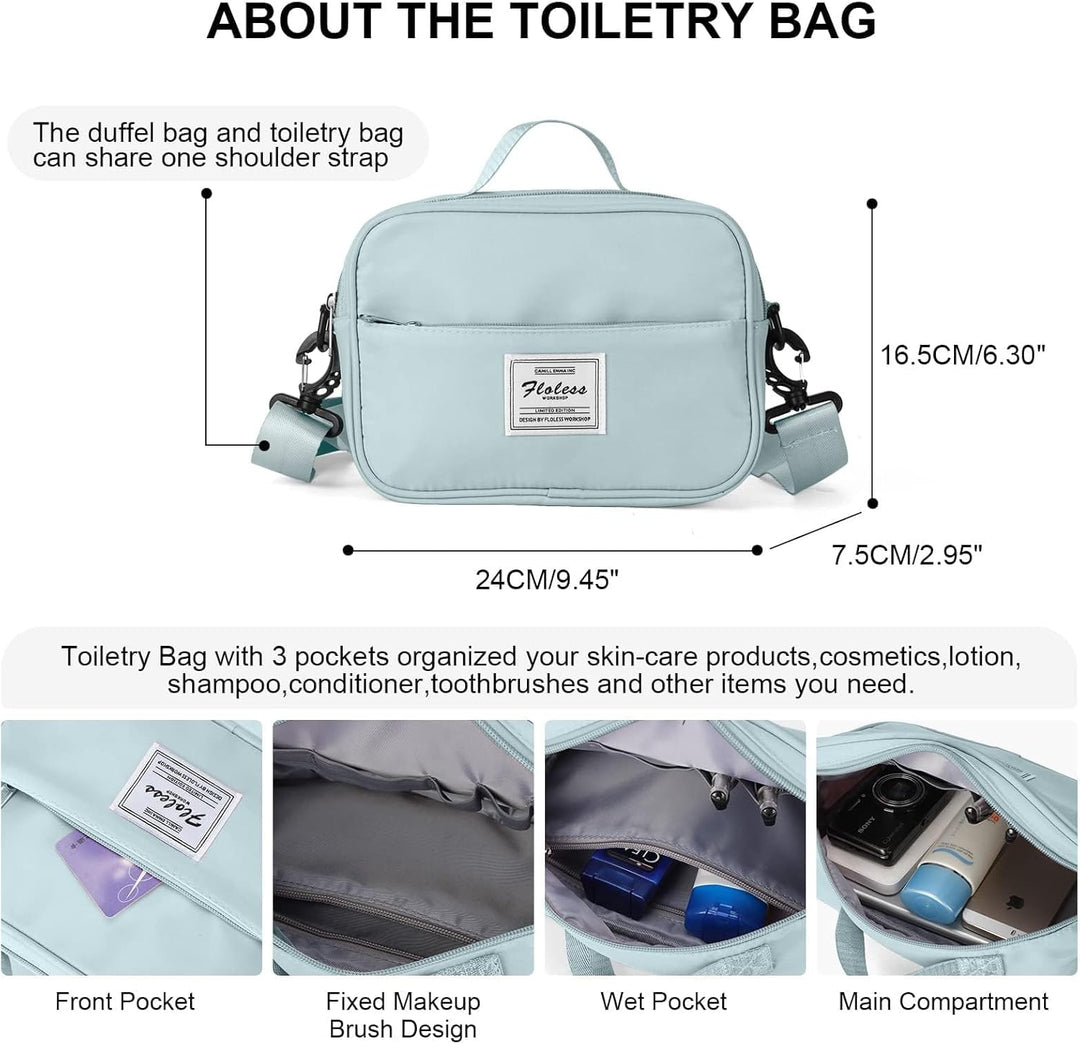 Reisetasche Damen Sporttasche mit Kulturbeutel 40x20x25 Ryanair Handgepäck Tasche Weekender Bag Schw