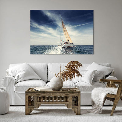 Bilder auf Leinwand 100x70cm Leinwandbild mit Rahmen Segeln Yacht Reise Gross Wanddeko Bild Schlafzi