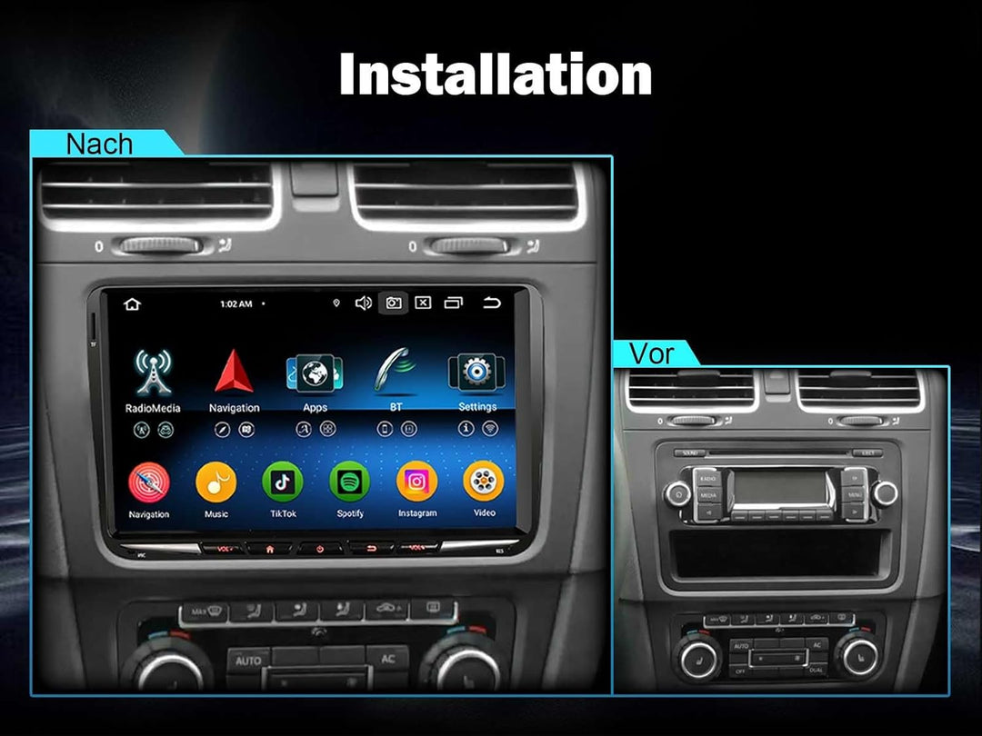 Erisin Qualcomm Android 14 9 Zoll 8GB+128GB 8-Kern Autoradio Bluetooth GPS Navi für VW Golf 5 6 T5 C