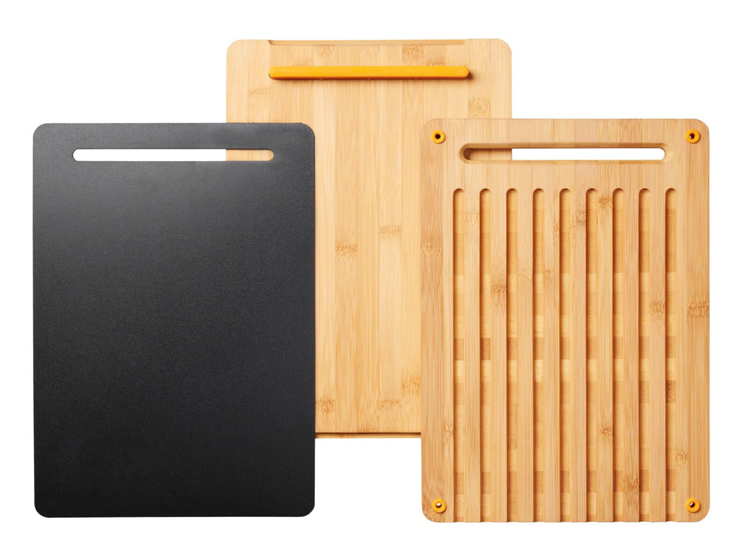 Fiskars Schneidestation, Functional Form, 3-tlg., Bestehend aus Schneidebrett, Brotbrett und Kunstst
