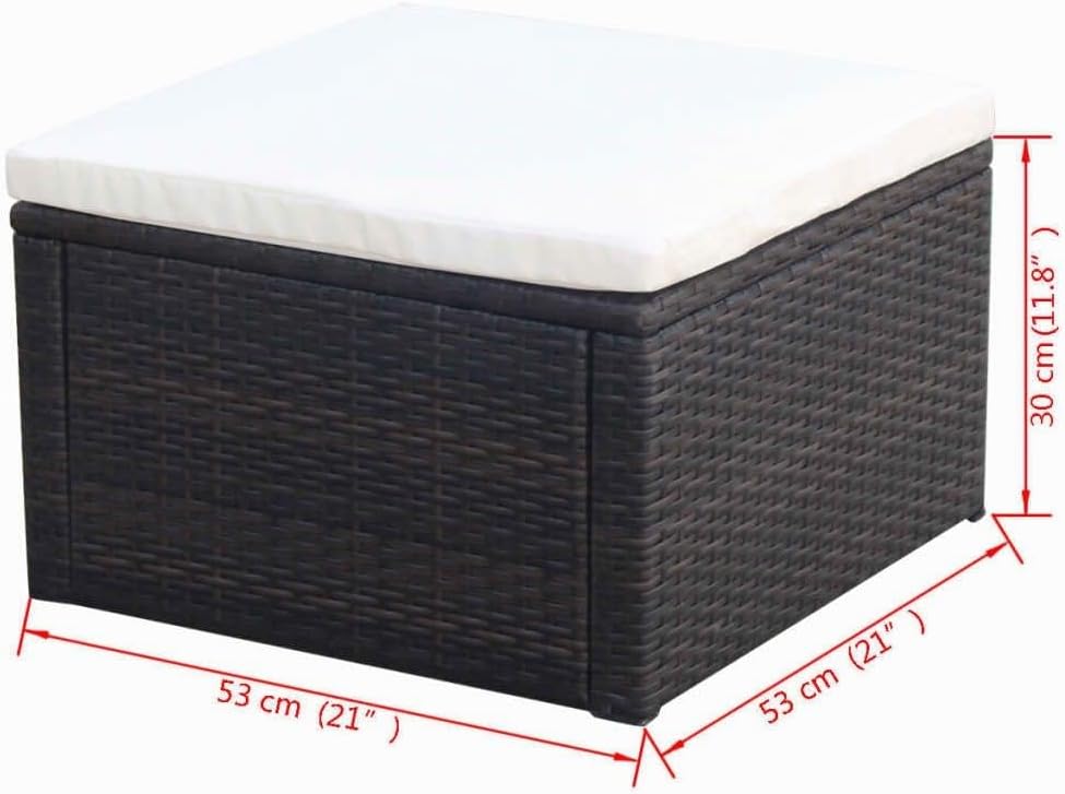 vidaXL Hocker mit Kissen Sitzhocker Balkon Gartenhocker Fusshocker Rattanhocker Gartenmöbel Sitzhock