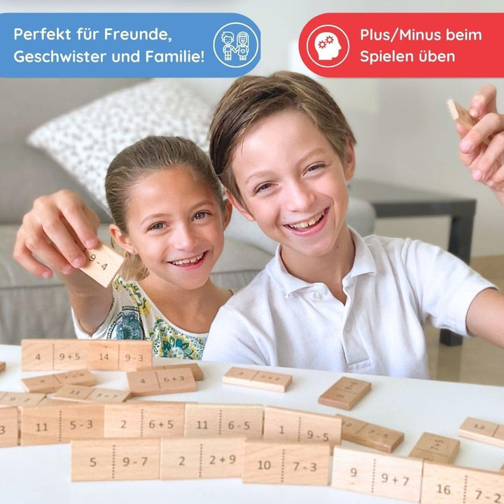 SCHMETTERLINE® Mathe-Domino Rechnen Lernen mit Spass - Lustiges Rechen-Spiel ab 5 Jahre für 1. Klass