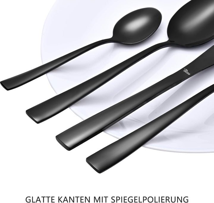 Otto Koning Besteck set 32-teilig - Besteckset Schwarz aus Hochwertigem Edelstahl, Modernes Bestecks