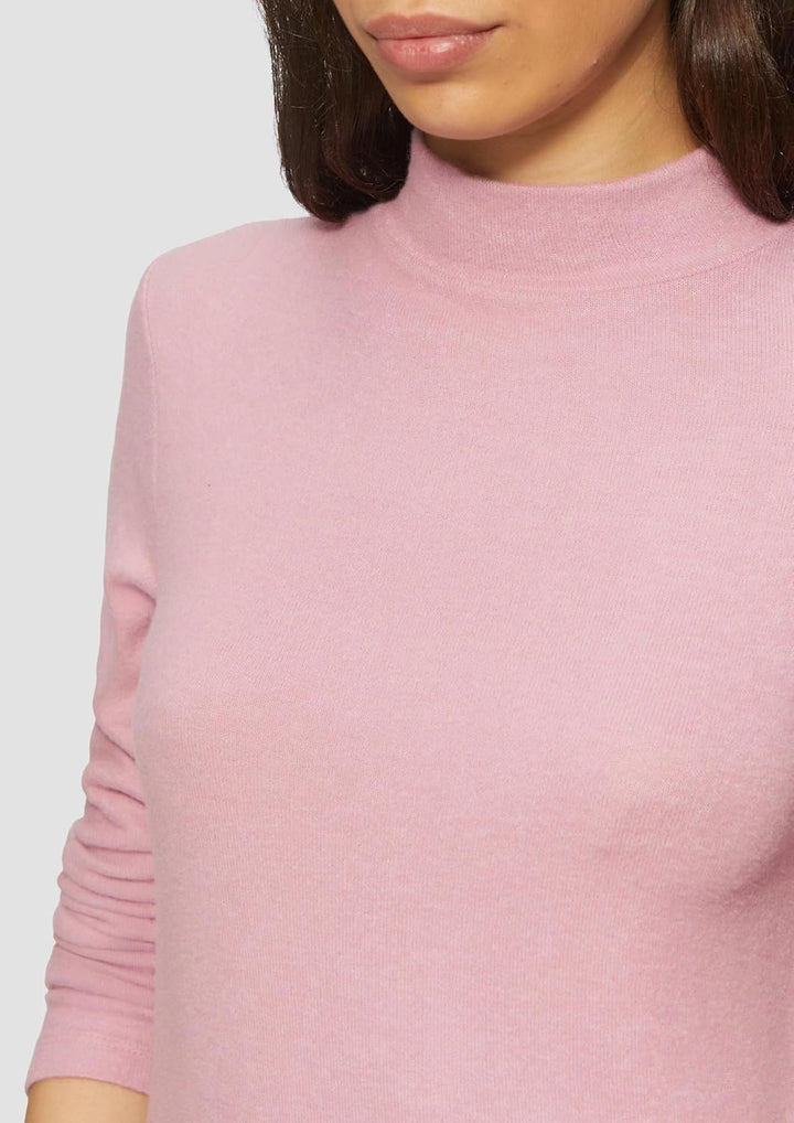 QS Damen Softes Longsleeve aus Viskosemix Langarmshirt mit Stehkragen (1er Pack) S Lilac/Pink 41w0,