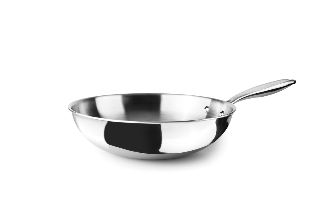 IBILI Triply Natural Wok 20 cm, Edelstahl, induktionsgeeignet, ohne Antihaftbeschichtung, 20 cm