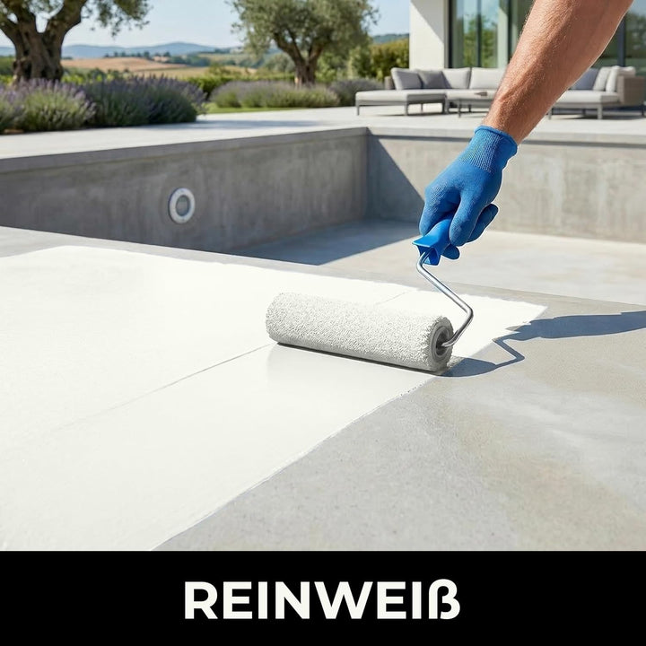 Fonteino Schwimmbadfarbe Poolfarbe Poolbeschichtung Beton Schwimmbeckenfarbe Weiss - 2,5L, Reinweiss