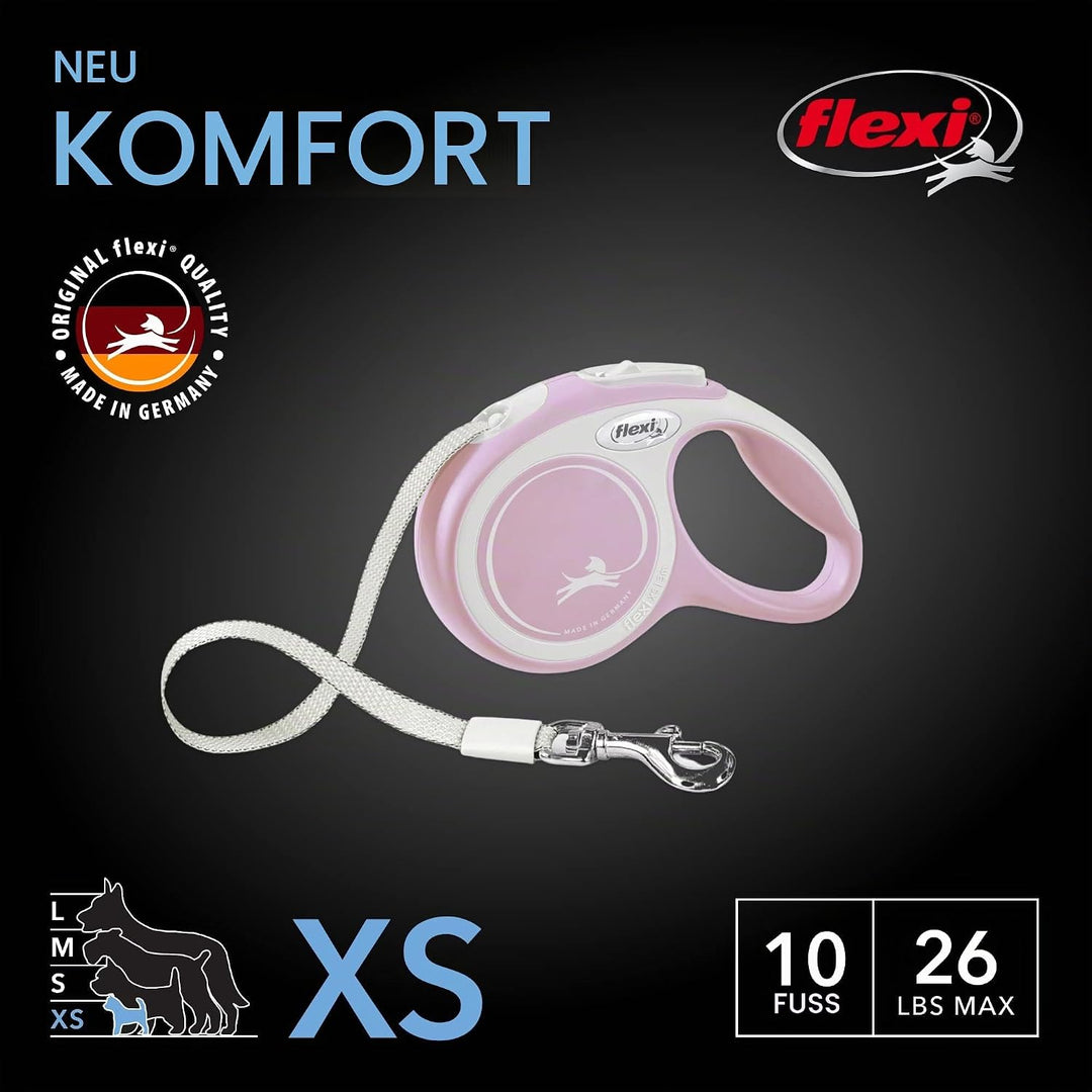 FLEXI® New Comfort einziehbare Hundeleine (Band), ergonomisch, robust und verhedderungsfrei, für Hun