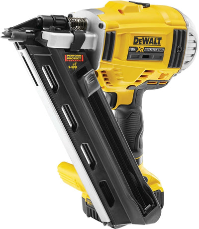 DeWalt Zwei-Stufen-Akku-Nagler (18V, 5Ah, bürstenlos, Nagellänge 50 - 90mm, Einzelauslösung mit Sich