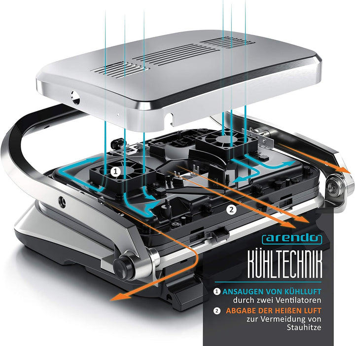 Arendo - Kontaktgrill Elektrogrill - elektrischer Tischgrill - Sandwichmaker - Multi Grill mit Digit