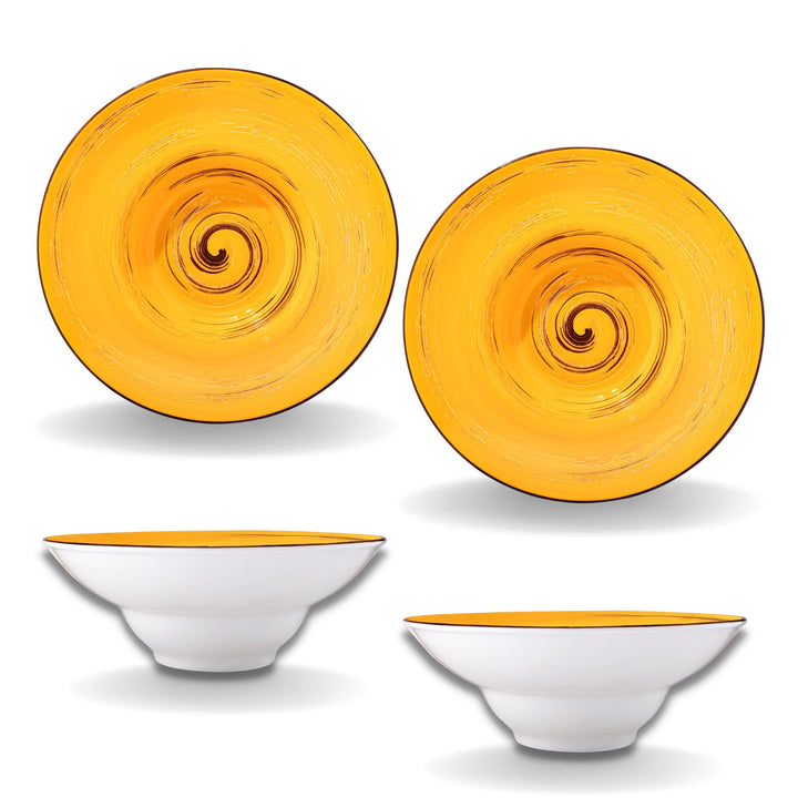 Wilmax | SPIRAL tiefe Teller - 2 Stück | Elegant | Modern | Langlebig | Sicher | Glasiertes Porzella