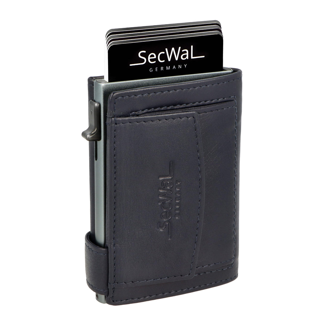 SecWal Kartenetui mit Münzfach Druckknopf inkl. Geschenkbox - Made in Germany - Echtleder Mini Geldb