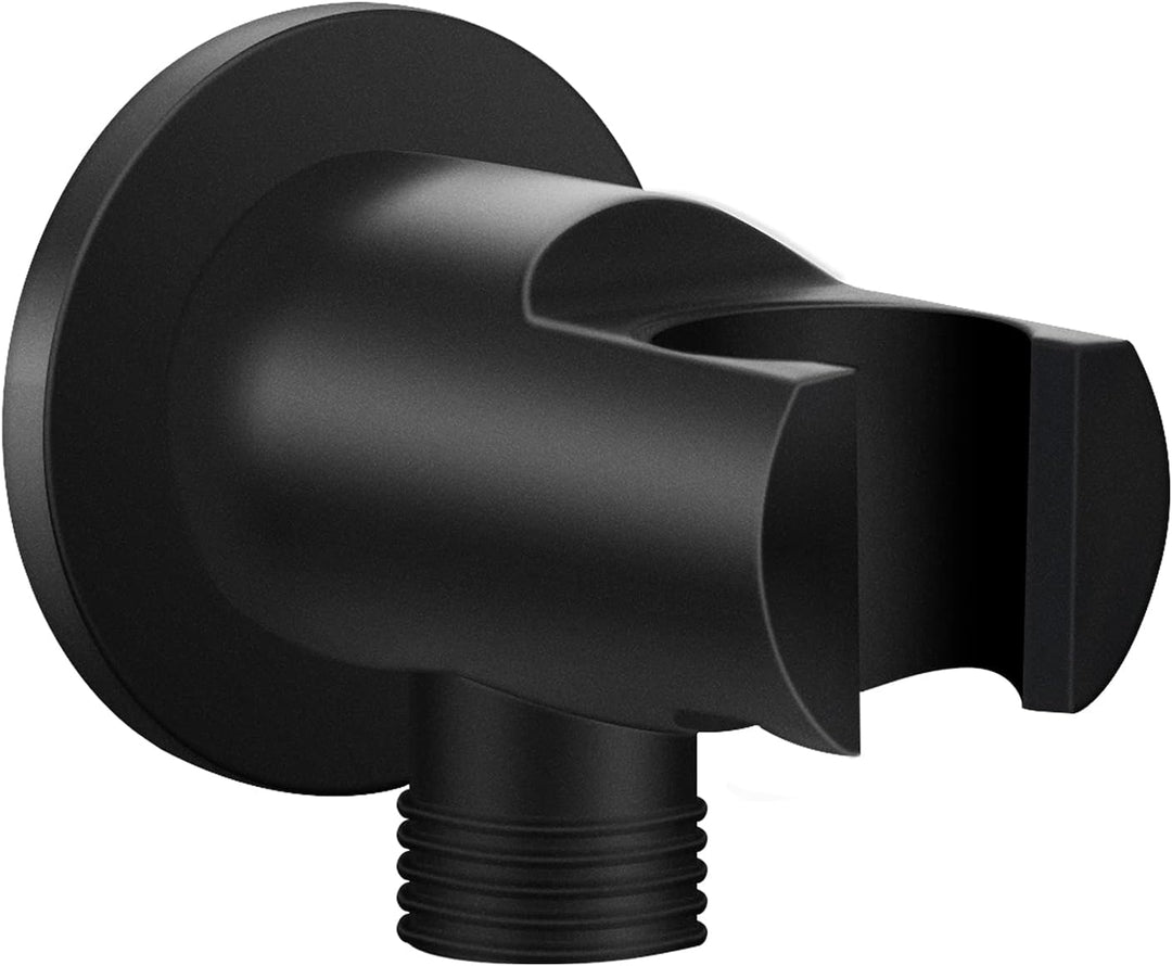 Keymark Wandanschlussbogen mit Brausehalter Schwarz Matt, Messing Schlauchanschluss mit Wandbrauseha