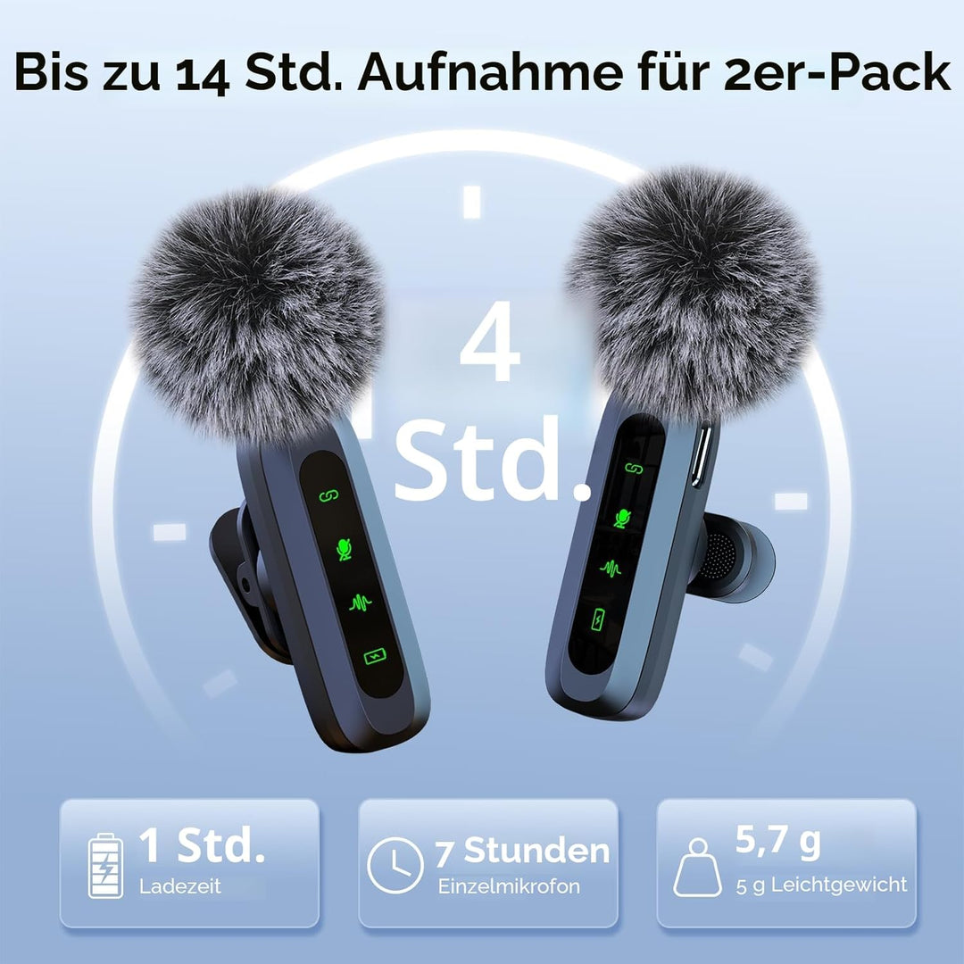 Mikrofon handy, Mikrofon für iPhone und USB-C-Stecker, Mini mikrofon, kabellose Mikrofone mit Rausch
