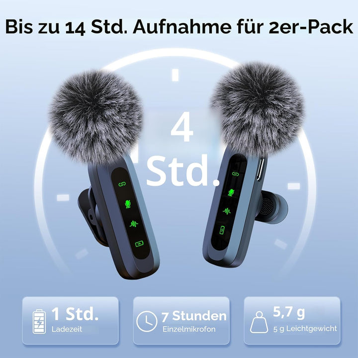 Mikrofon handy, Mikrofon für iPhone und USB-C-Stecker, Mini mikrofon, kabellose Mikrofone mit Rausch