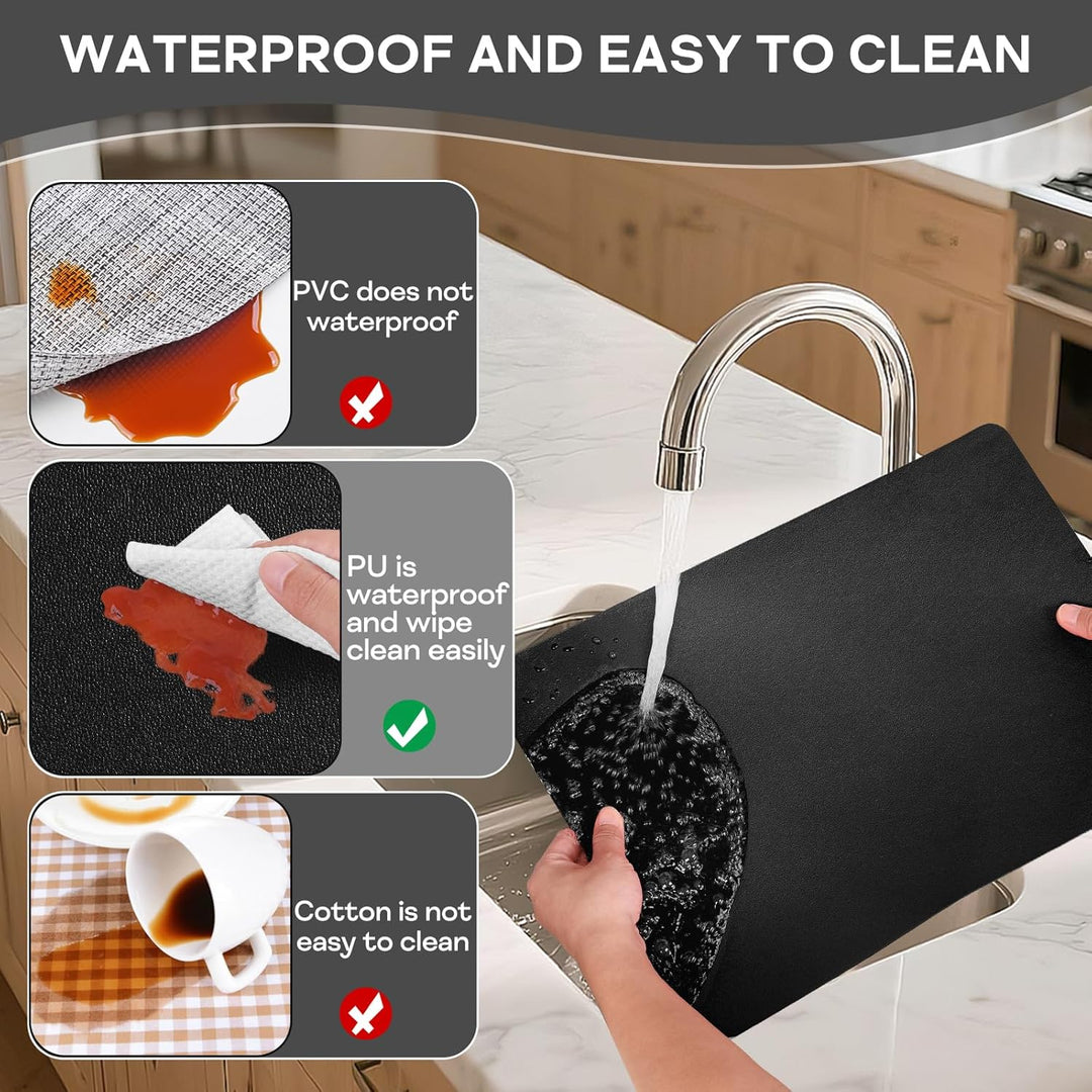 APLKER Tischset Leder 6er Set - Kunstleder Platzset Abwaschbar, Hitzebeständig Doppelseitigen Wasser