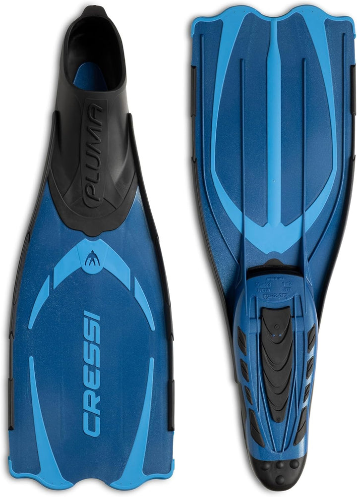 Cressi Pluma / Pluma Bag - Premium Flossen Set Blau/Hellblau 33W x 34L Single, Blau/Hellblau 33W x 3