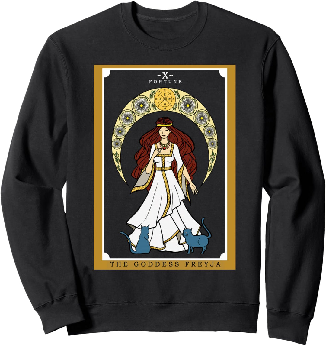 Nordische Göttin Freyja Tarotkarte Freya heidnische Hexe Katze Wiccan Sweatshirt