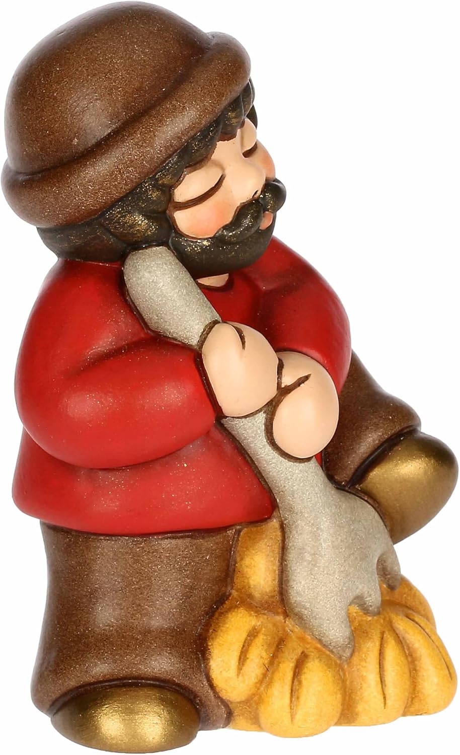 THUN, Mann mit Gabel und Rotheu aus hochwertiger Keramik, Klassische Krippensammlung, Weihnachtskrip