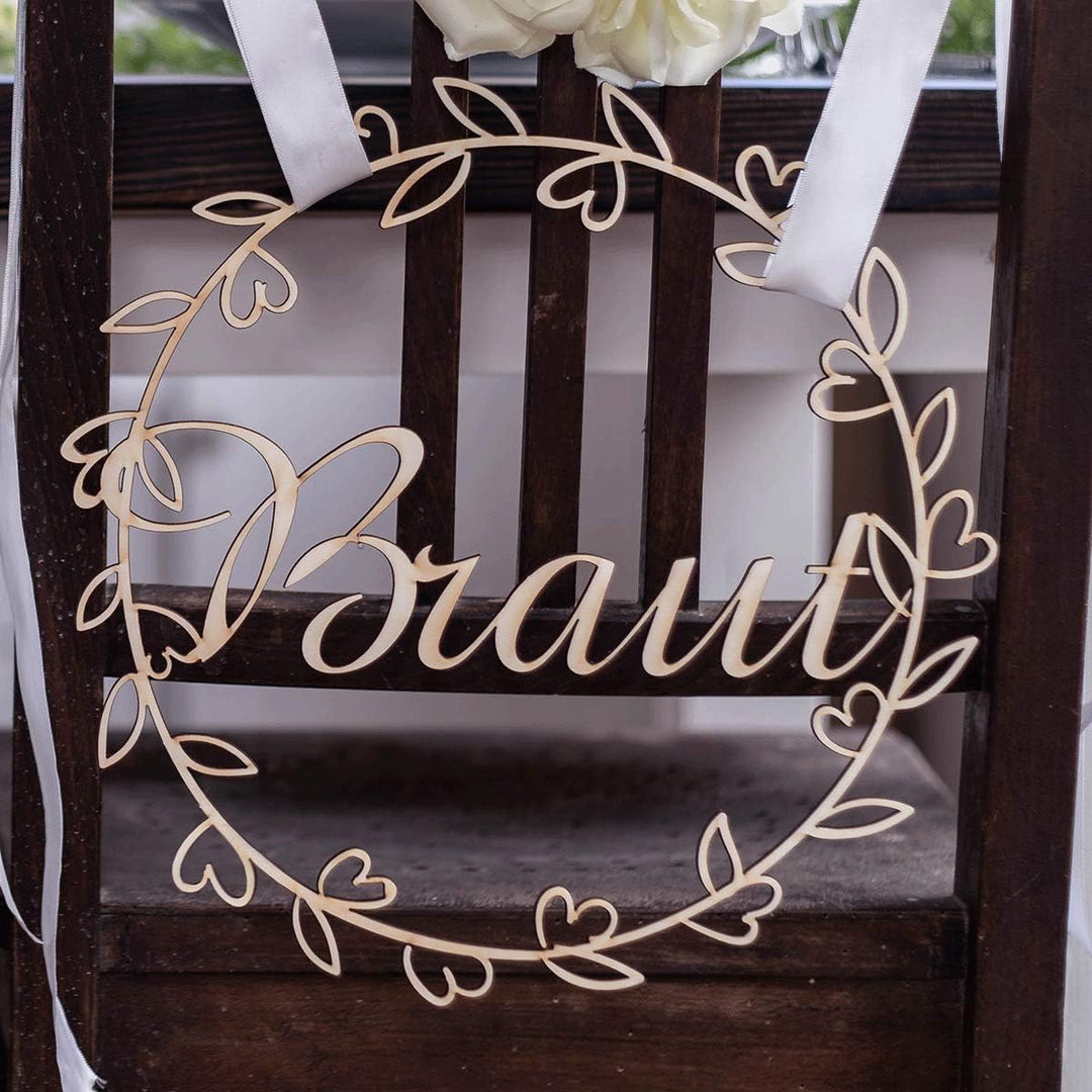 Hochzeitideal 2 Stuhlschilder Hochzeit - Braut und Bräutigam - Holzschild - schöne Hochzeitsdeko - S