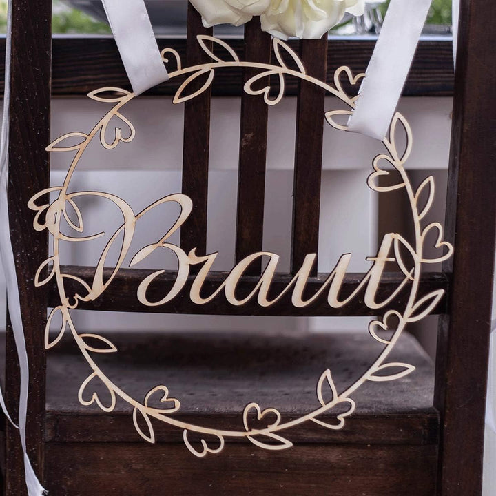 Hochzeitideal 2 Stuhlschilder Hochzeit - Braut und Bräutigam - Holzschild - schöne Hochzeitsdeko - S