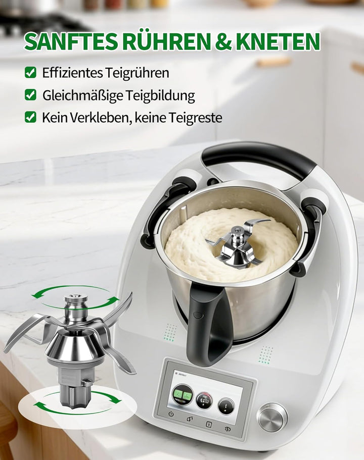 Messer für Vorwerk Thermomix TM31, Edelstahl Teigmesser & Mixmesser mit Dichtring, Küchenmaschine Er