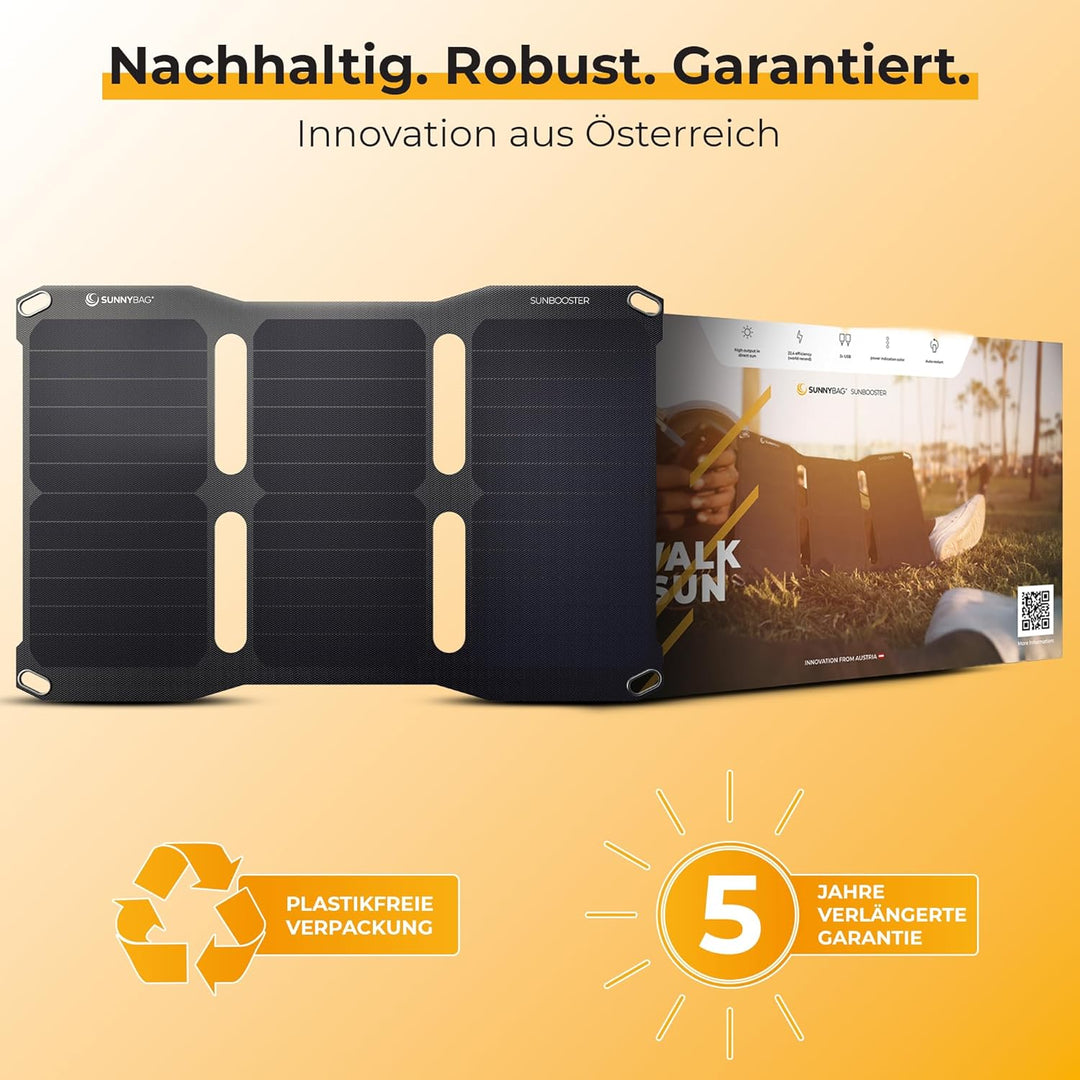 Sunnybag® SUNBOOSTER 21 Solarpanel [Faltbar & Effizient!] – Solarladegerät (Wasserfest & Robust) – S