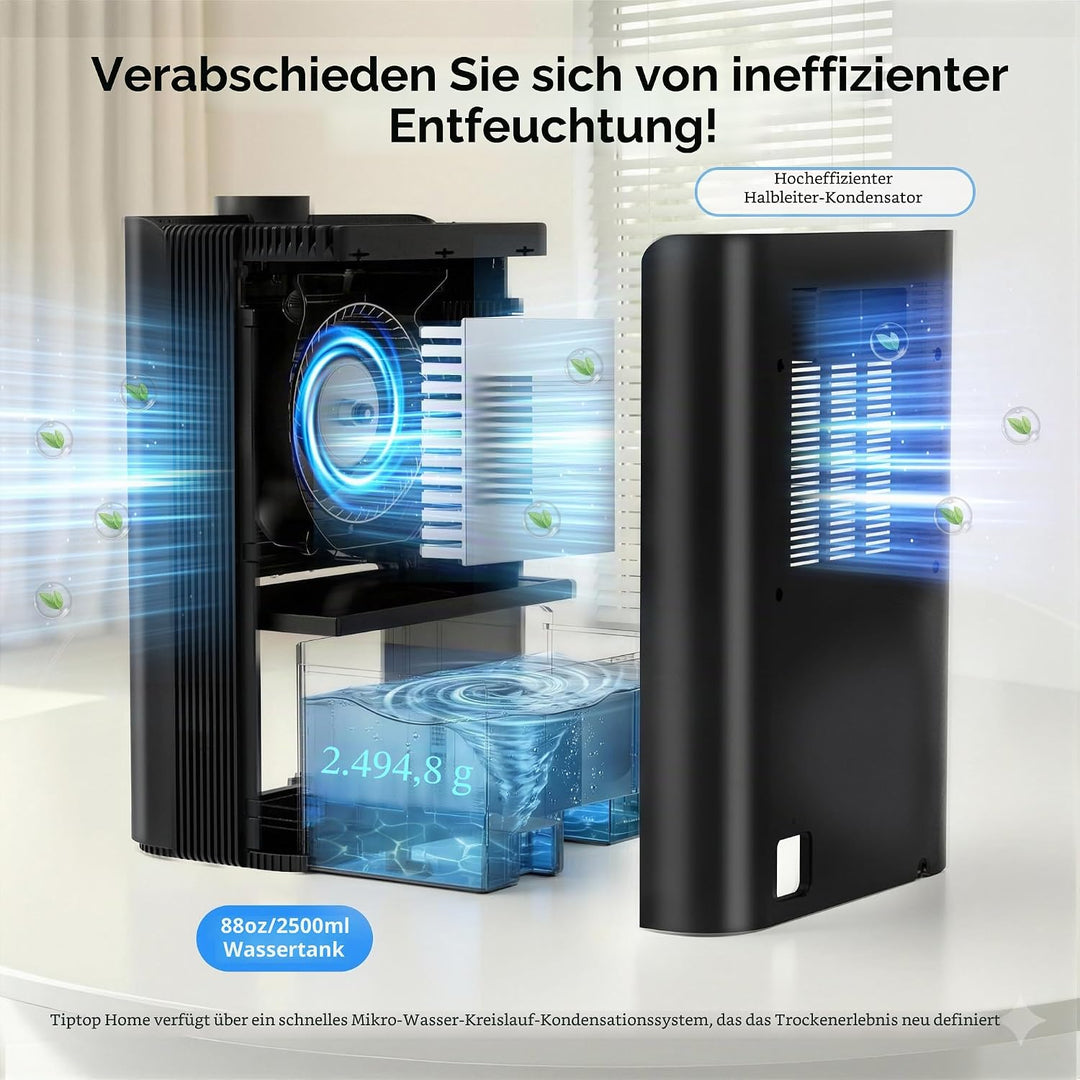 Luftentfeuchter, 2500ML Luftentfeuchter Elektrisch Leise Raumluftentfeuchter mit Ablaufschlauch, Aut