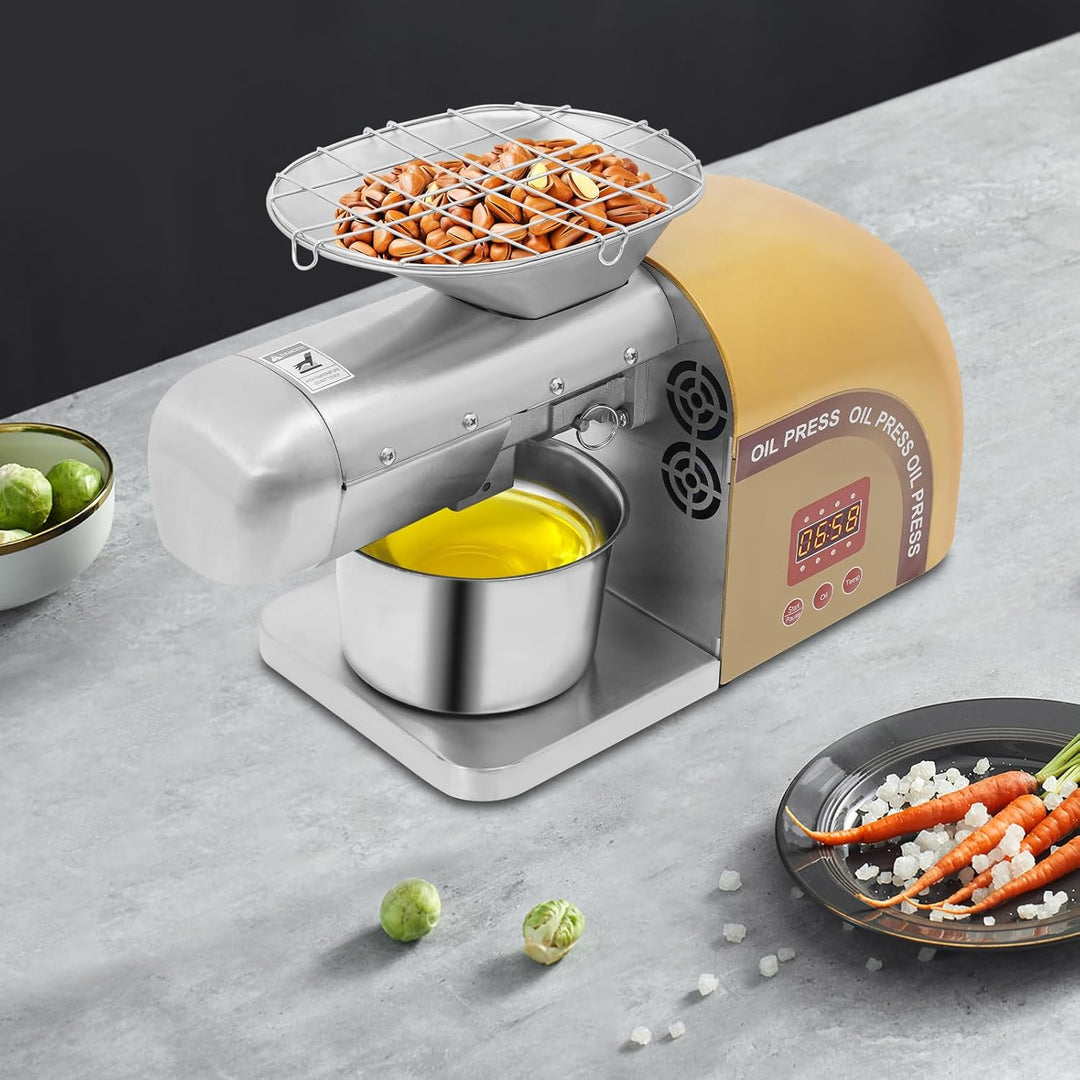 1800W Automatische Ölpresse für Walnüsse,bis zu 95% Ölausbeute,Edelstahl Erdnuss-Ölpresse 5kg/H 0-30