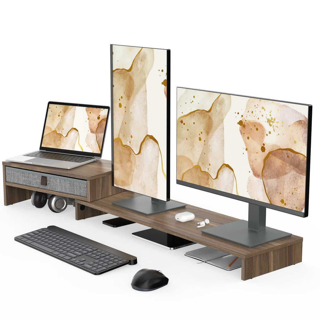 Fenge Dual Monitorständer Bildschirmständer mit Schublade für Computer TV Laptop, Monitorständer, Lä