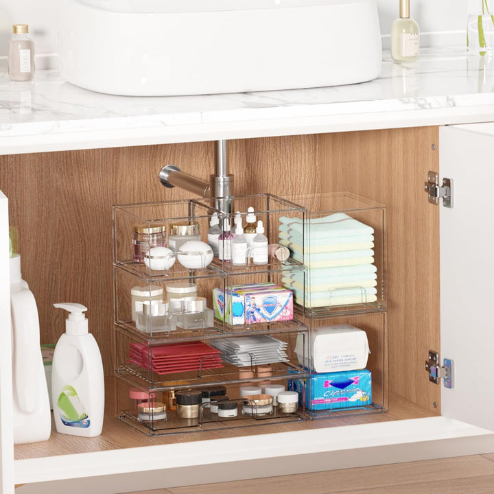 Vtopmart Boxen Aufbewahrung mit 3 Schubladen, Clear Schminktisch Organizer, Anti-Rutsch Organizer Sc