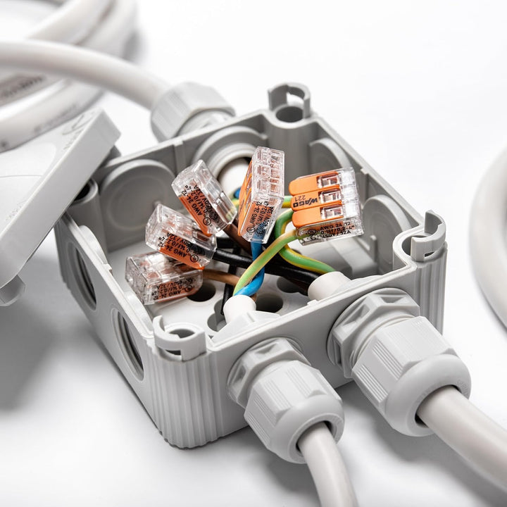 Küchenanschlussbox-Set, Splitter-Box mit 1m Kabel - Küchenanschlussverteiler 3-fach zum Anschluss vo