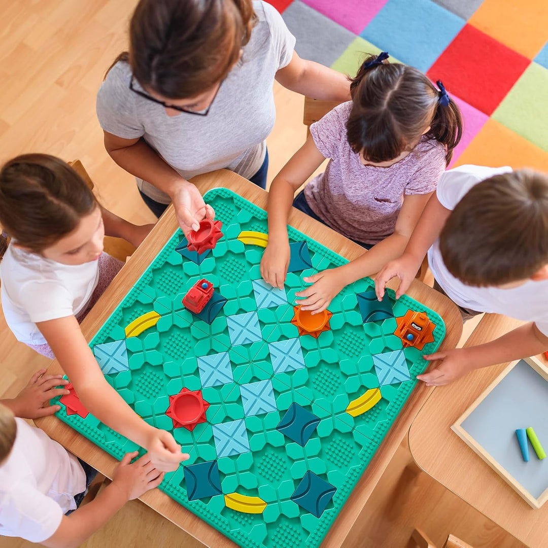 burgkidz Kinderspielzeug Brettspiele - Logischer Strassenbauer grosses Brett 56 x 56cm Labyrinth Puz