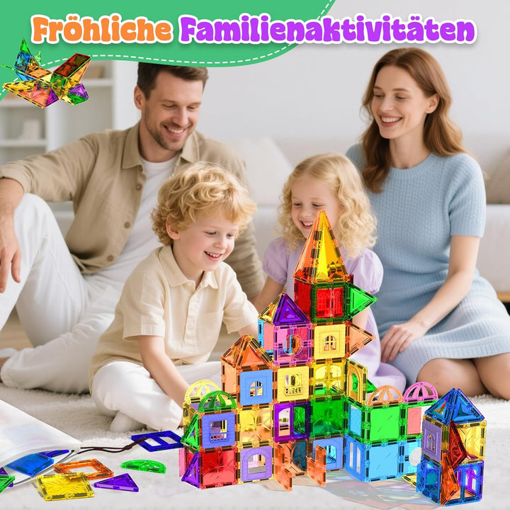 Magnetische Bausteine 123 Teile - Magnetbausteine für Kinder ab 3 4 5 6 7 8 9 Jahren, Magnetische Fl