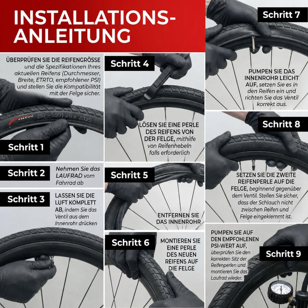 Fincci Fahrradreifen 26 x 2.125 Zoll 57-559 Fahrradmantel Faltbar Reifen für MTB Mountainbike Hybrid