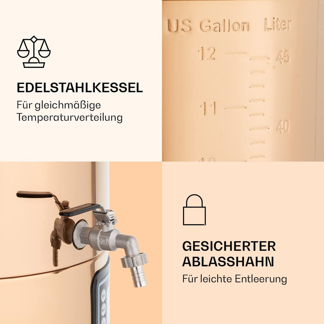 Klarstein Bierbrauset zum Selber Brauen, Edelstahl , 50L Bierbrauanlage, XXL Maischekessel Brewing K