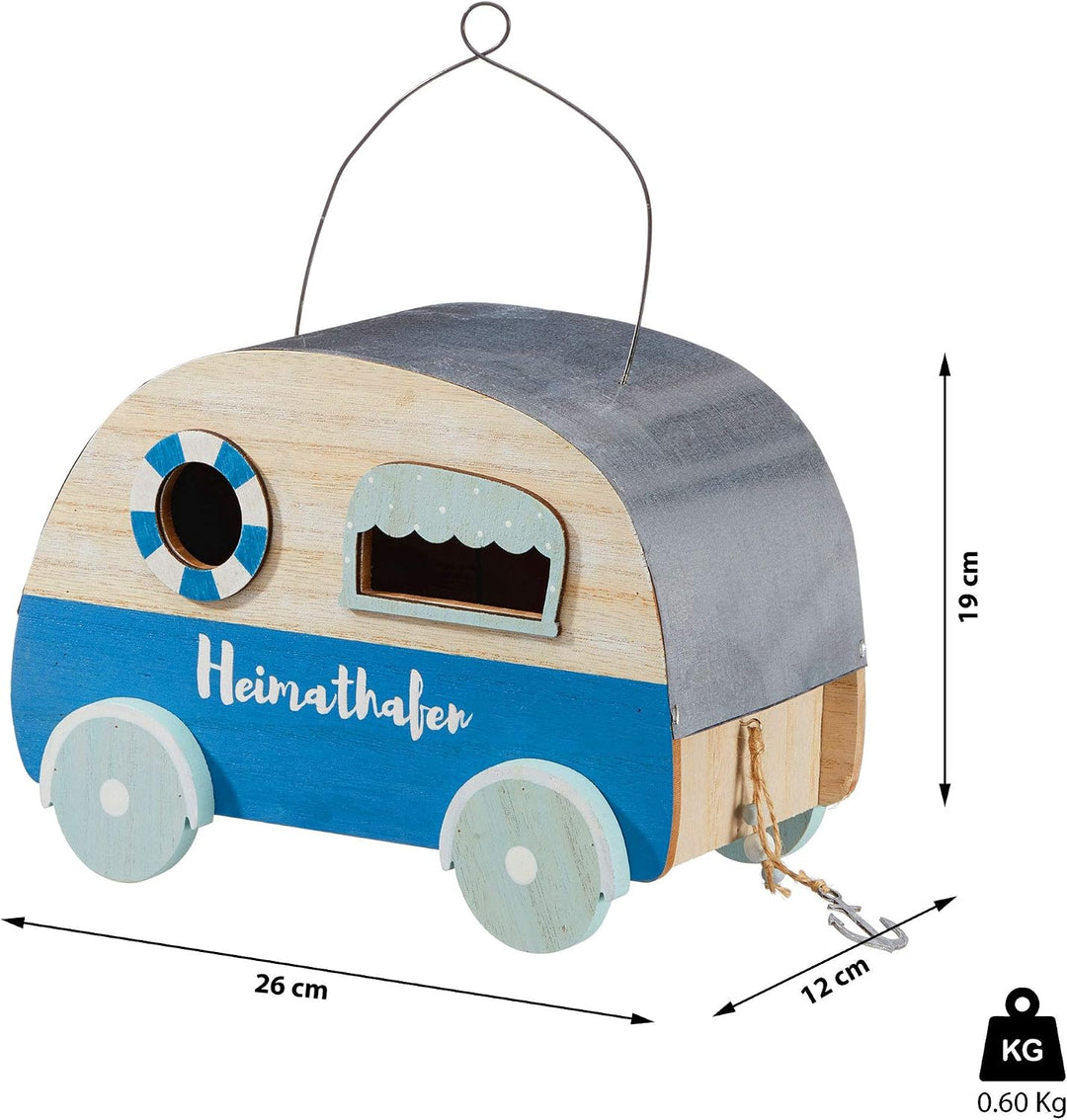 Cepewa Vogelhaus im Wohnwagen-Design Nistkasten Vogelkasten Futterstation