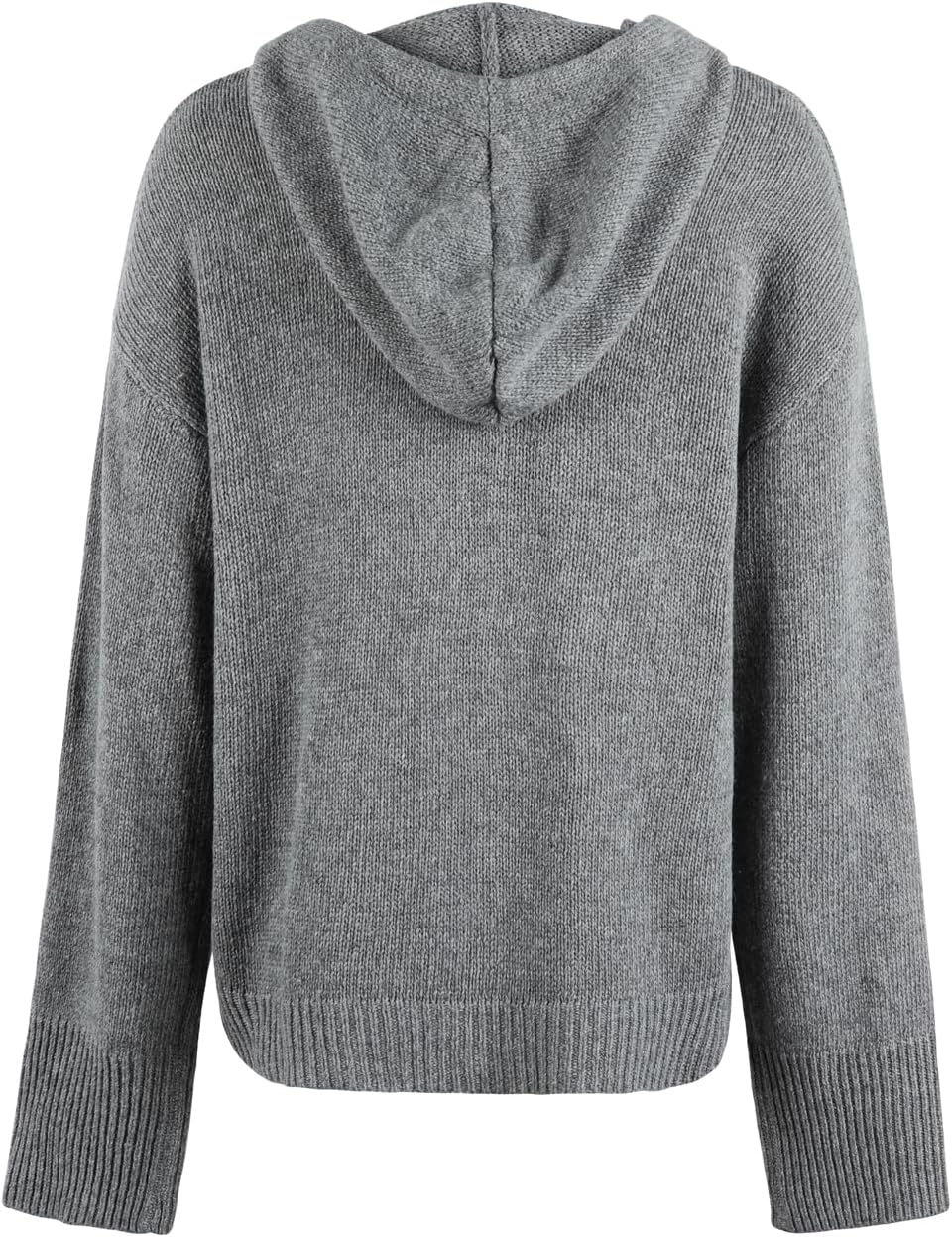 Vcindai Damen Langarm Grobstrickjacke Kurz Strickjacke Herbst Winter Strickmantel mit Kapuze S Grau,