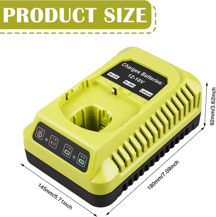 18V Ladegerät Ersatz für Ryobi: Vielseitiger P117 Ladegerät, 12V~18V ladegerät für ryobi, Akkuladege