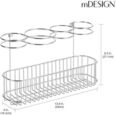 mDesign Fönhalter zur Wandanbringung – Ideal zur Fön Aufbewahrung und Lockenstab Aufbewahrung – Wand